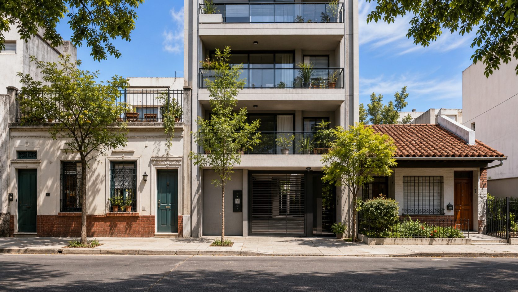 Edificio de departamentos, PH con terraza y casa con jardín en Buenos Aires