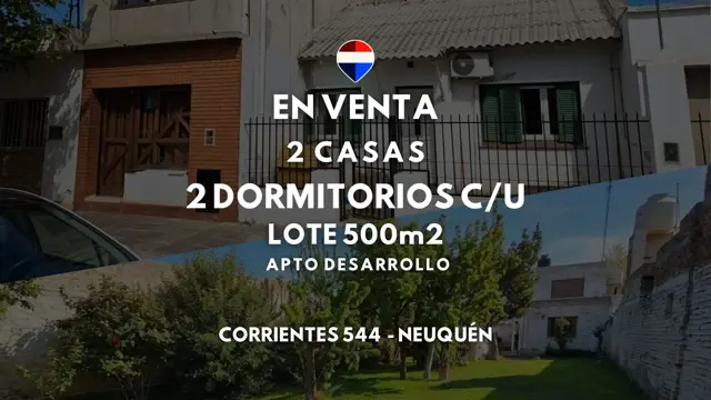 VENTA 2 CASAS EN LOTE 500M2 APTO DESARROLLO