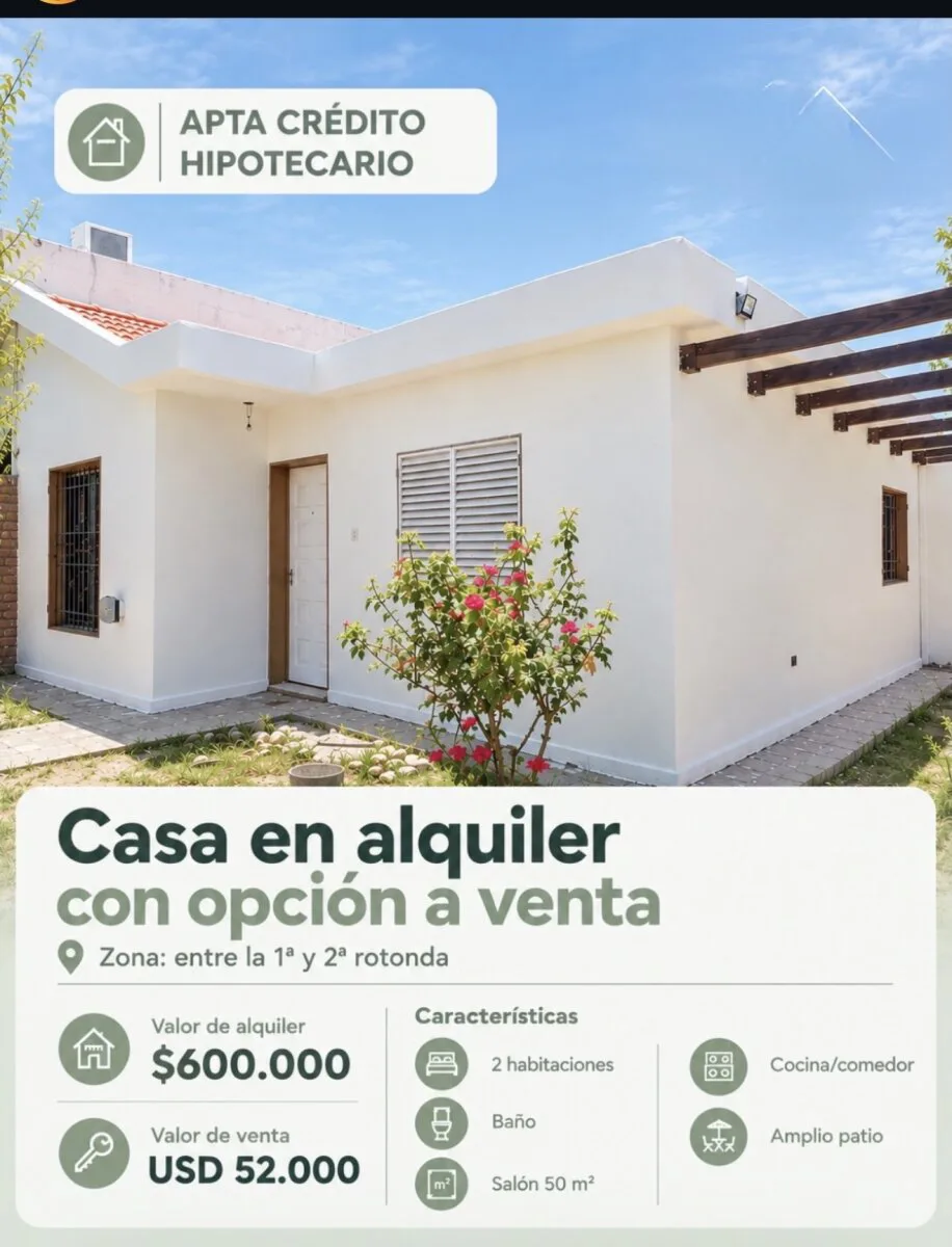 VENTA ZONA ENTRE 1 y 2 rotonda 2 dormitorios apta crédito foto 2