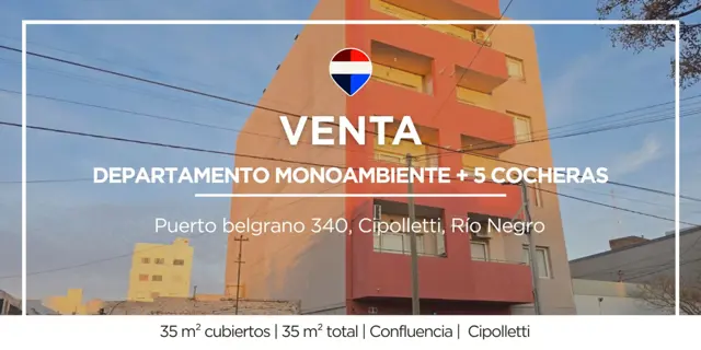 VENTA MONOAMBIENTE CON COCHERAS CIPOLLETTI
