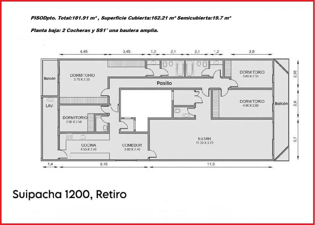 Retiro piso 4 ambientes con dependencia de servicio, 2 cocheras y baulera. foto 3