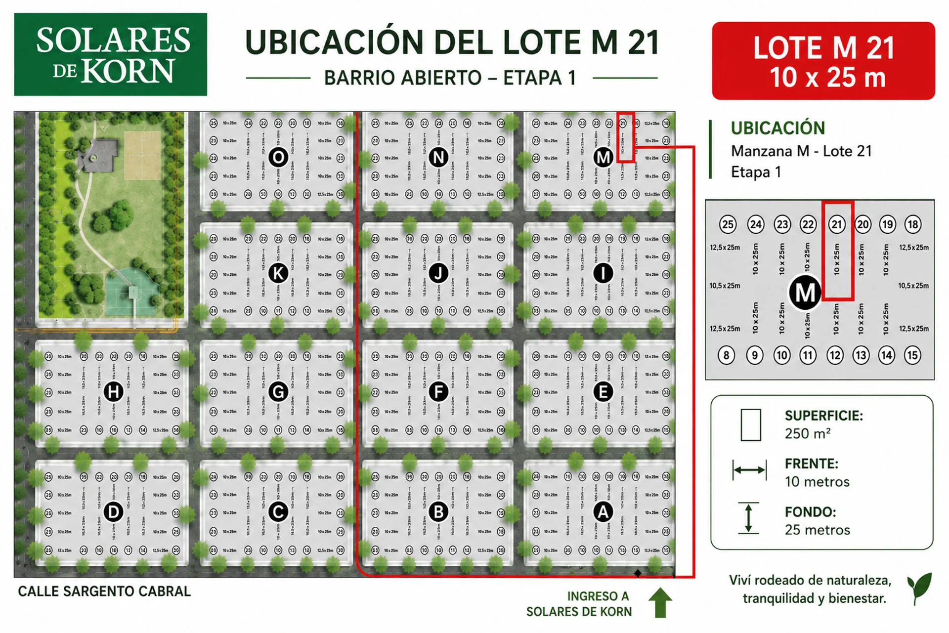 Venta lote 250 m2 en "Solares de Korn" s/ expensas foto 3