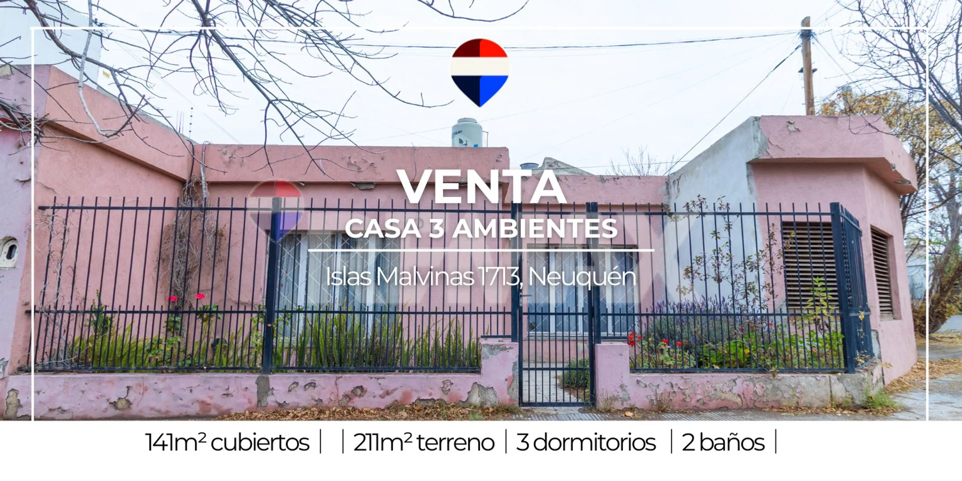 VENTA Casa 3 dormitorios y estudio en esquina NQN