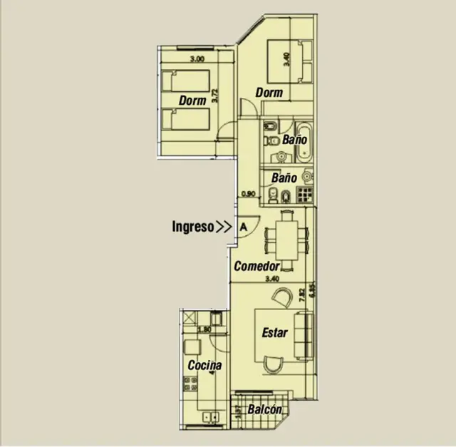 DEPTO 3 AMBIENTES EN ALQUILER 24 MESES