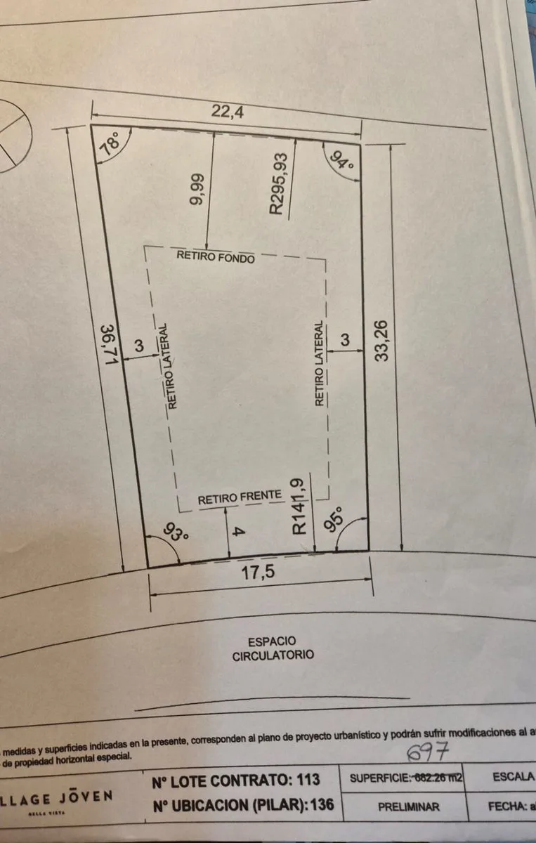 VENTA LOTE 697M2 BELLA VISTA - VILLAGE JOVEN foto 4