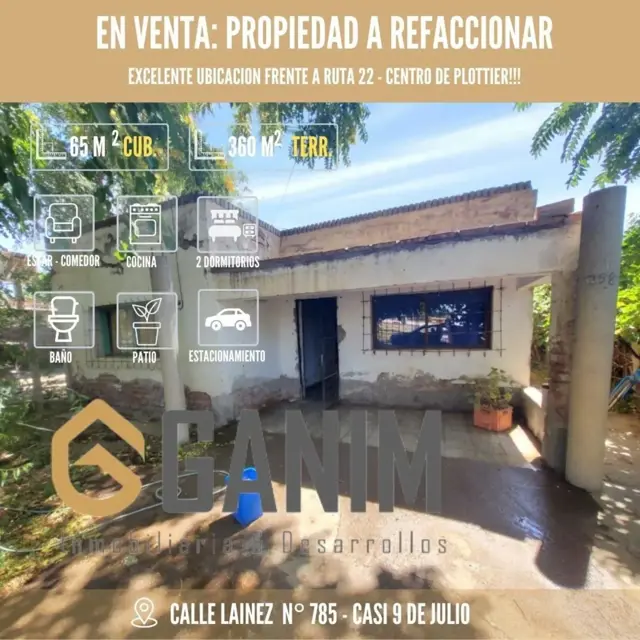 PROPIEDAD A RECICLAR EN EXCELENTE UBICACION - CENTRO PLOTTIER FRENTE A YPF EL TRIANGULO.