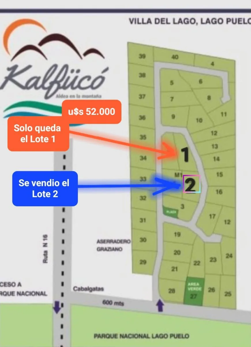 SE VENDEN HERMOSOS LOTES- KALFUCÓ- LAGO PUELO- CHUBUT