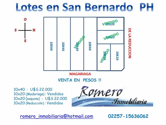 LOTE en SAN BERNARDO en PH 10 X 40 Oportunidad