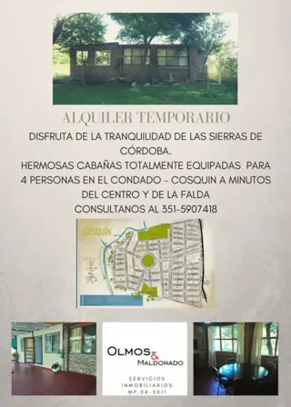 Alquiler de cabañas en El Condado-Cosquin foto 1