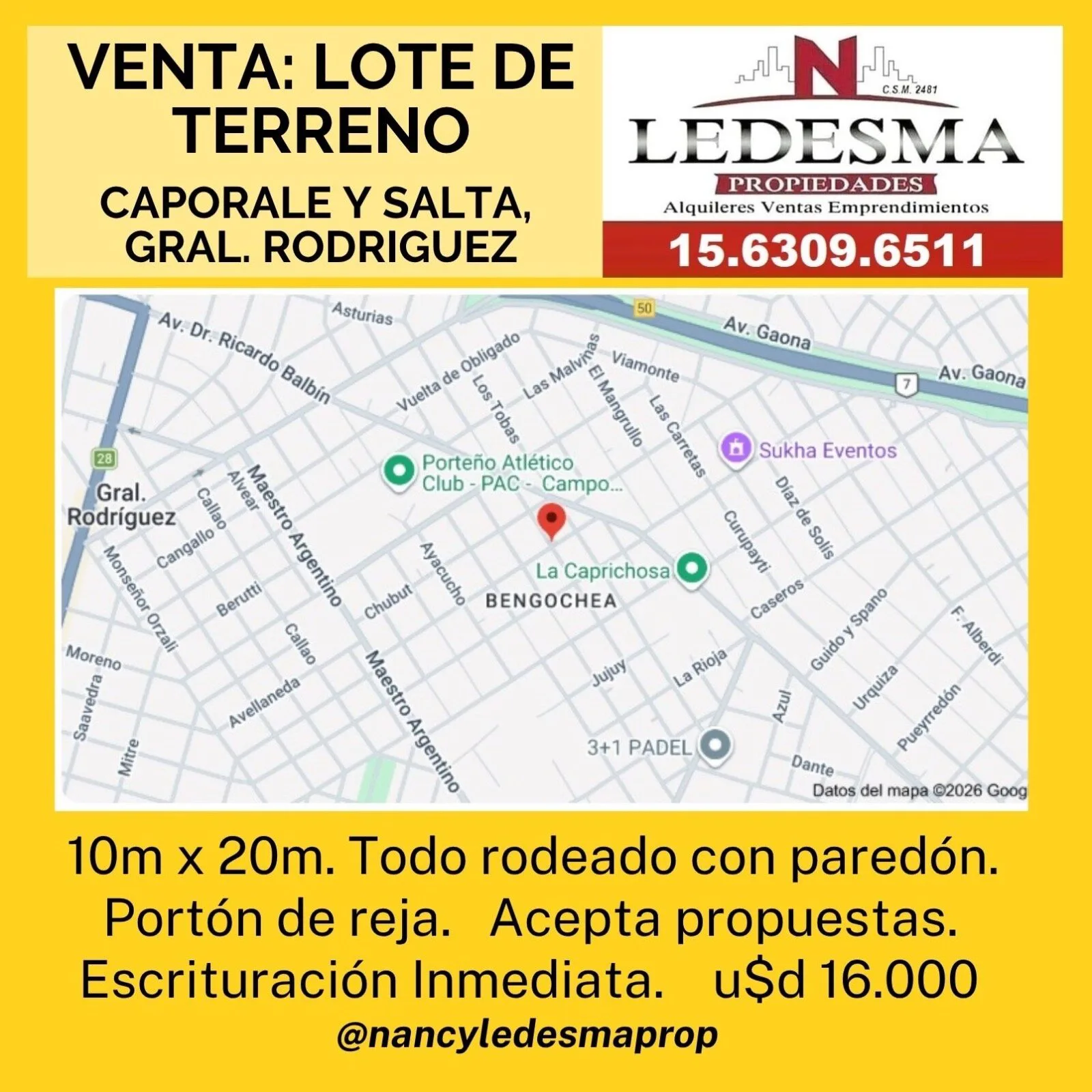 u$d 16.000 oportunidad Lote Gral Rodriguez foto 2