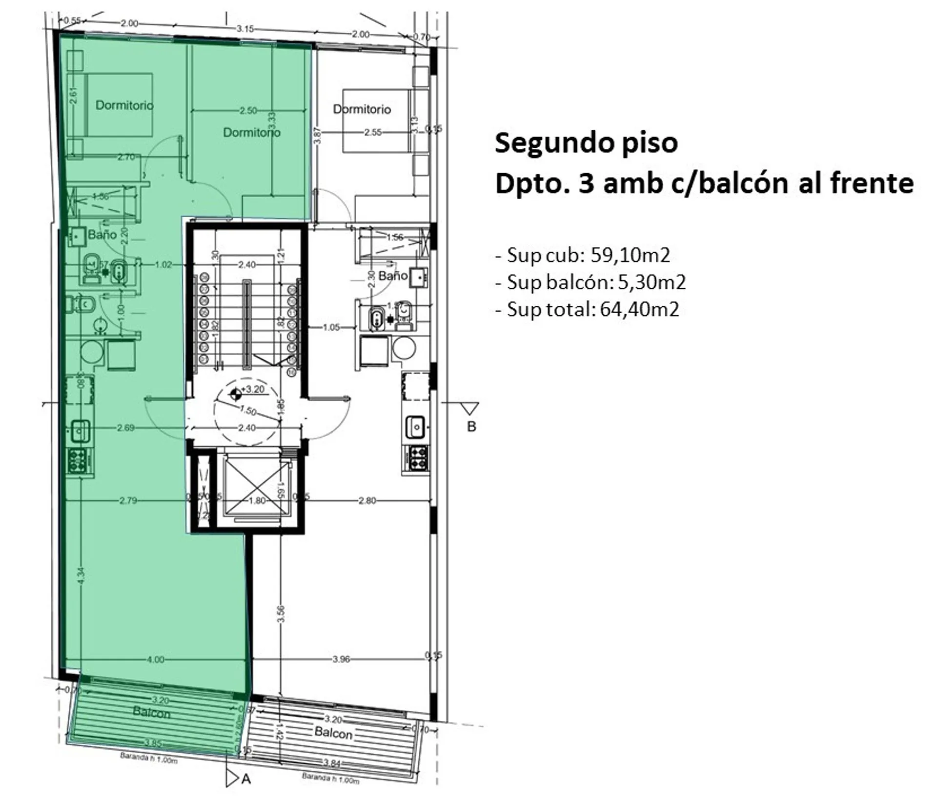 Dpto 3 amb en VENTA en PALERMO con BALCON y LUZ foto 3