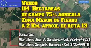 Se vende campo zona Mesón de Fierro- Chaco foto 1