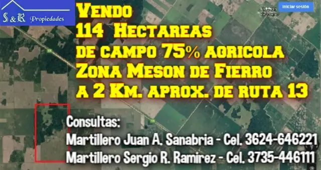Se vende campo zona Mesón de Fierro- Chaco