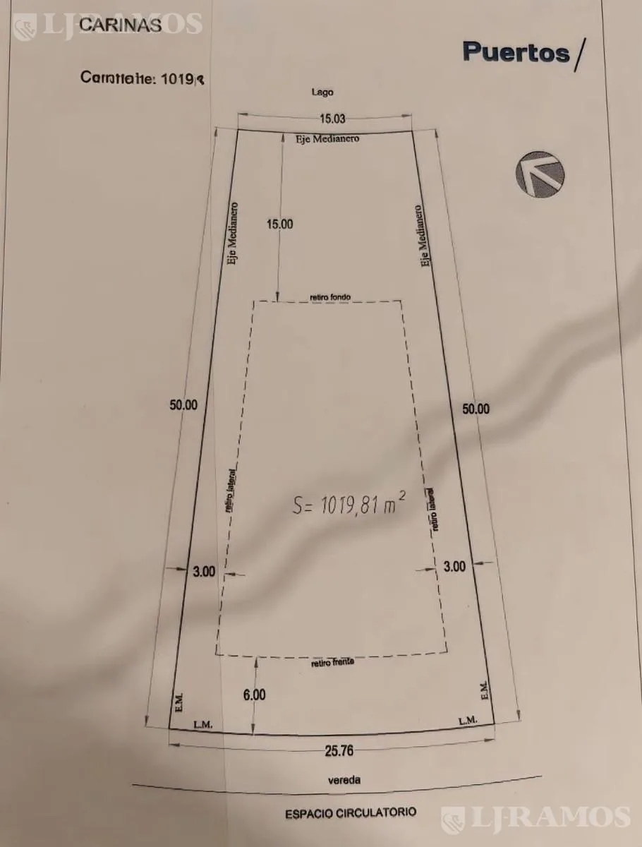 LOTE DE 1019 M2 A LA LAGUNA EN VENTA EN MARINAS - PUERTOS DEL LAGO foto 3