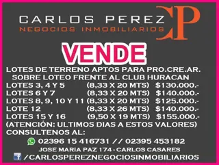 VENTA DE LOTES APTOS PARA CREDITO PROCREAR EN CARLOS CASARES foto 2