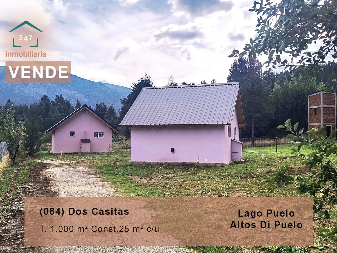 (084)LAGO PUELO, DOS CASITAS Monoambiente a estrenar con terreno de 1.000mts2 en Altos Di Puelo