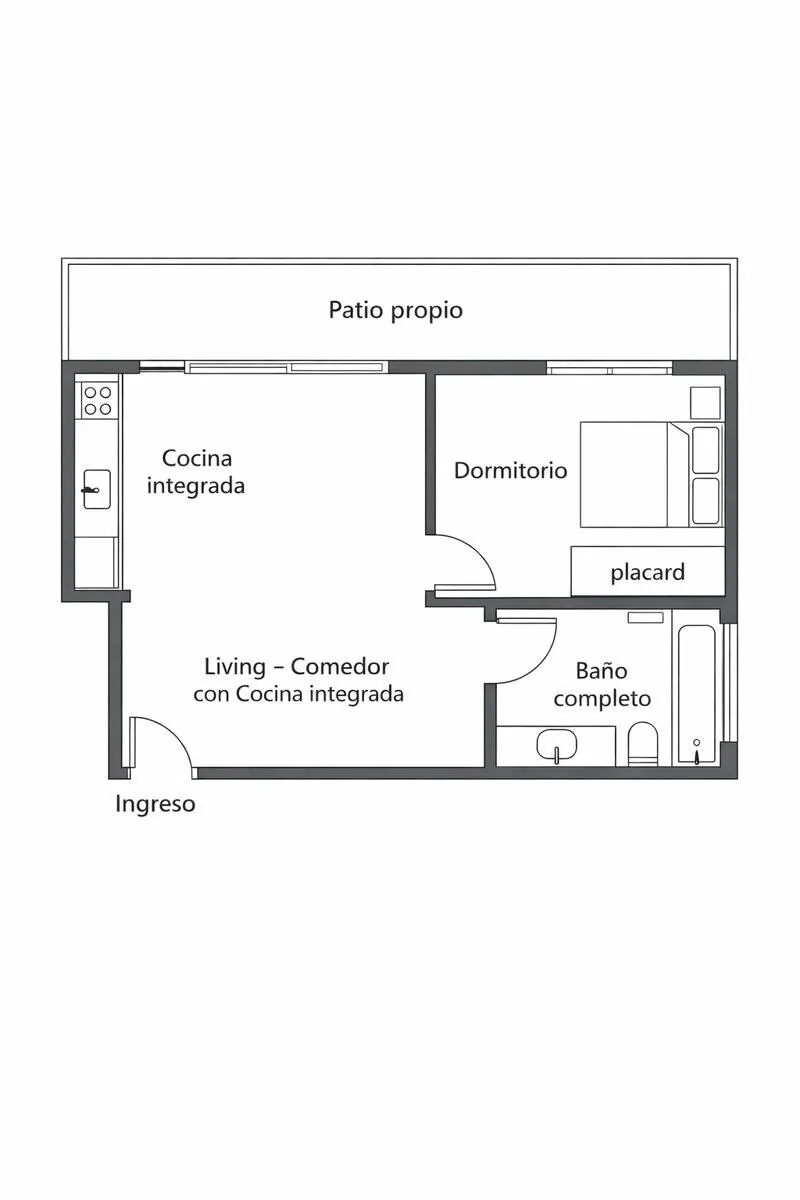DEPARTAMENTO 2 AMBIENTES CON PATIO A LA VENTA EN CASEROS foto 3