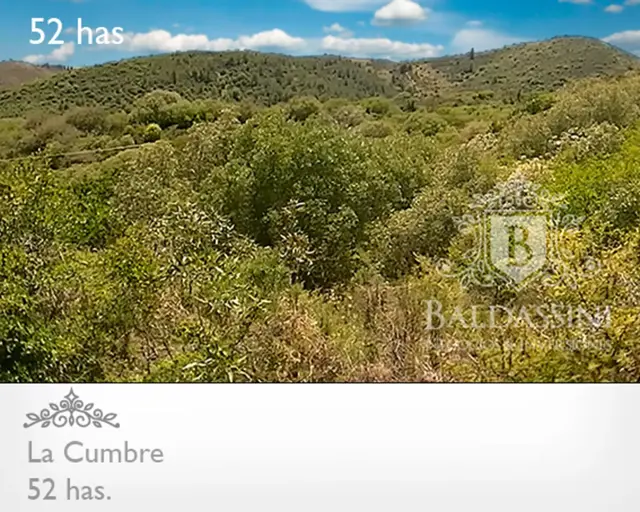 52 HAS EN LA CUMBRE - ACCESO SOBRE CAMINO DE LOS ARTESANOS. LUZ EN CAMPO - GRAN VISTA. IDEAL PROYECTO TURÍSTICO - UN ARROYO LO ATRAVIESA - CERCA DEL