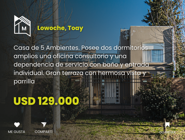 Casaquinta con Pileta, Cochera, galería con parrilla semi cubierta y terraza.