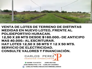 VENTA DE LOTES, EN NUEVO LOTEO, POLIDEPORTIVO HURACAN foto 2