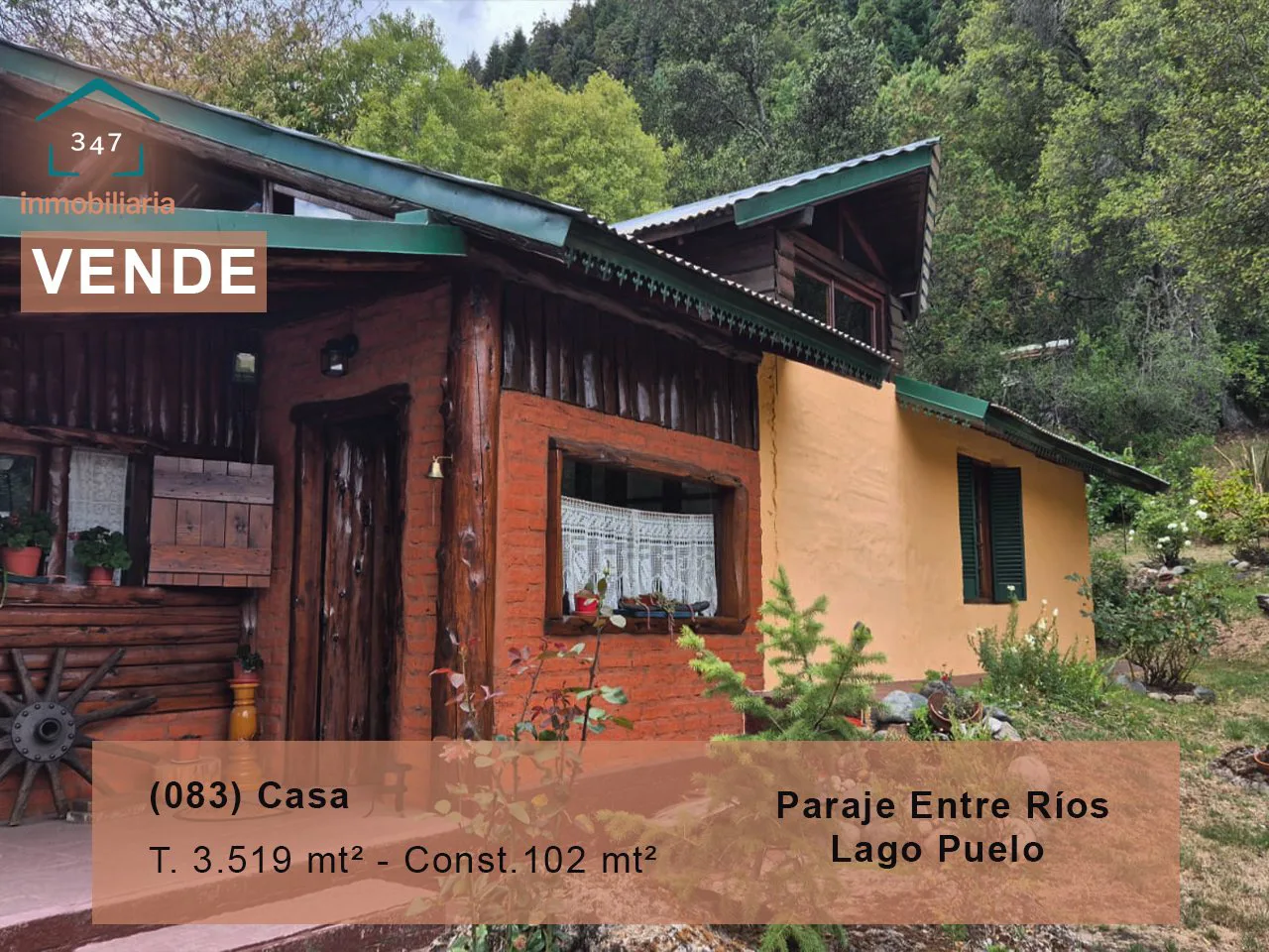 (083) Lago Puelo, CASA en venta de 102m2 (Paraje Entre Rios)