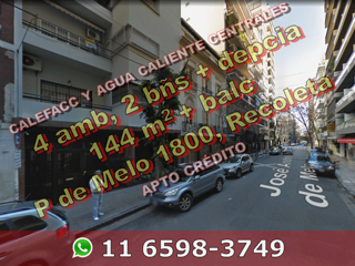 Semipiso en Venta en Recoleta 4 ambientes 2 baños más dependencia, 144 m2 + balcón, al frente - J A Pacheco de Melo 1800 foto 1