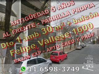 NUEVO PRECIO - Departamento en Venta en Caballito 1 ambiente 30 m2 + balcón aterrazado al frente c parrilla, bajas expensas - Felipe Vallese 1600 foto 1