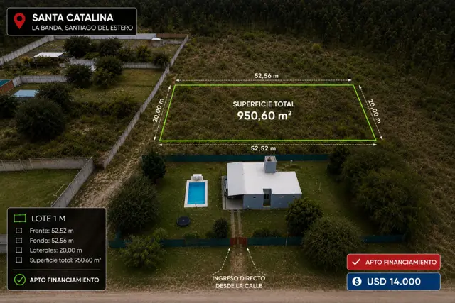 Lote de 950,60 m² en Santa Catalina – La Banda