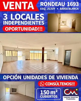 VENTA DE TRES LOCALES CON INGRESO PROPIO EN ESQUINA, RONDEAU 1600- BAHIA BLANCA foto 1