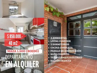 Departamento Tres ambientes en Alquiler,$850.000.-, Maza al 1.500 Muy Luminoso. foto 1