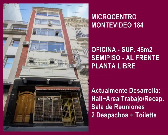 OFICINA EN ALQUILER PLANTA LIBRE SEMIPISO AL FRENTE MICROCENTRO