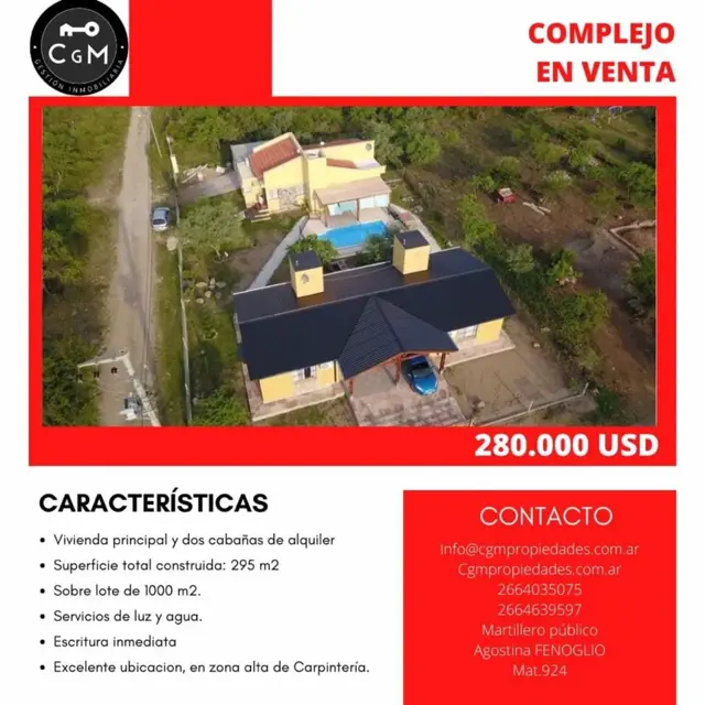 Complejo de Cabañas con Encanto en Carpintería, San Luis