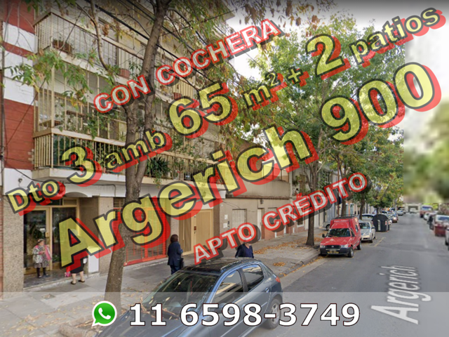 Semipiso en Venta en Flores 3 ambientes 65 m2 + 2 patios en 1er piso por ascensor, al contrafrente, con cochera cubierta - Argerich 900