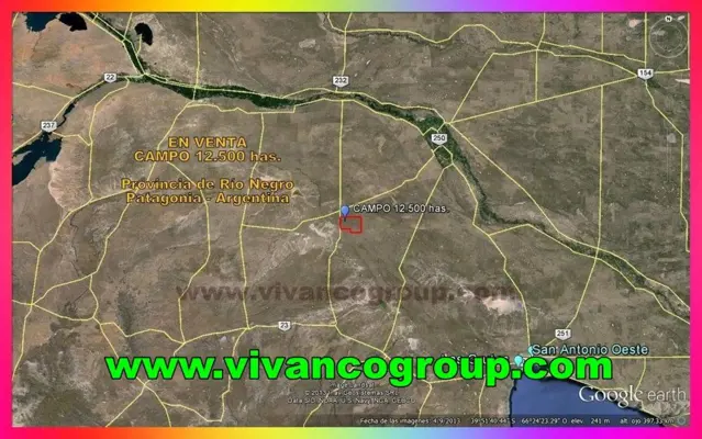 En venta Campo 12500 has. en la Patagonia, Provincia de Río Negro, Argentina.