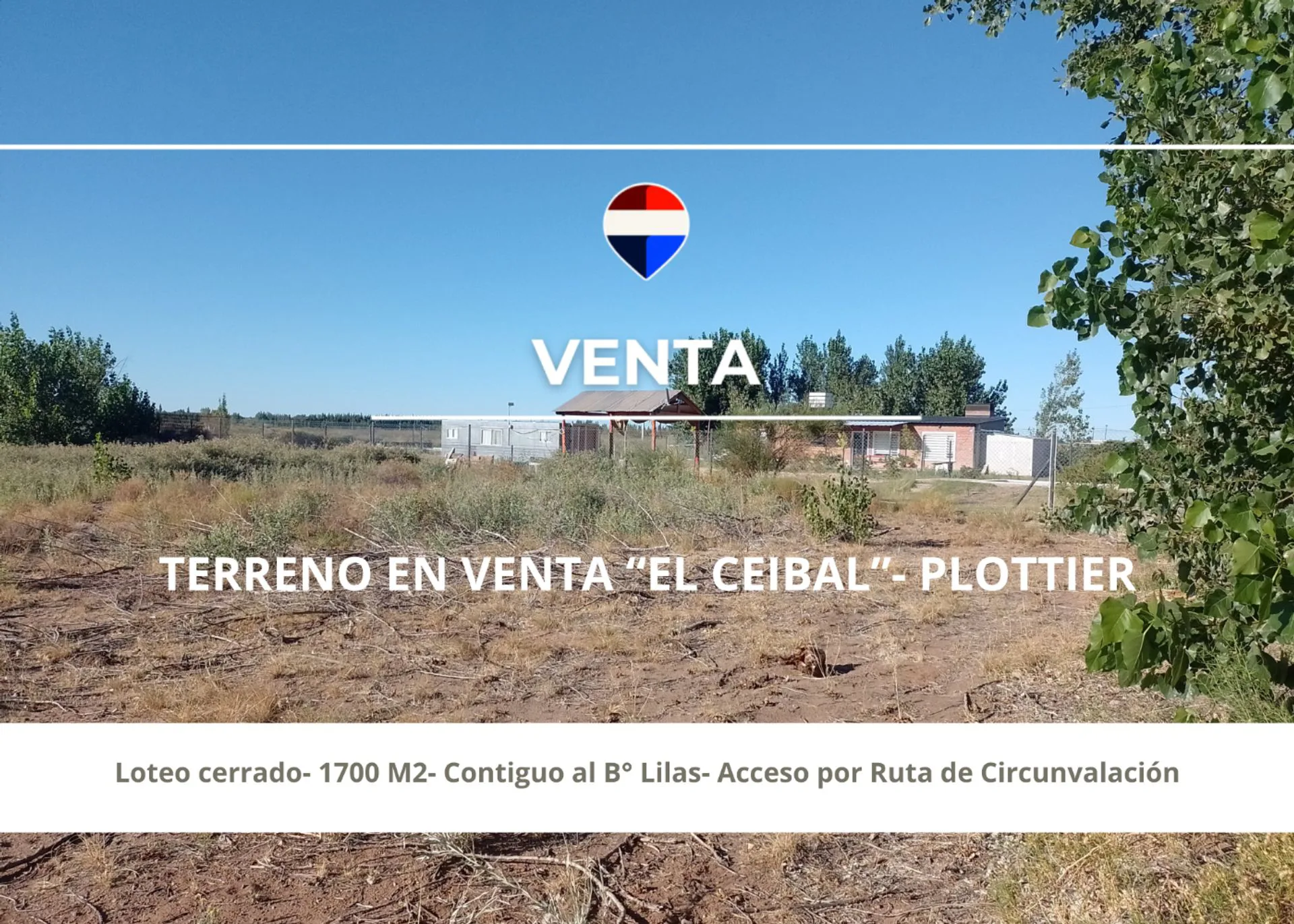 TERRENO EN VENTA- 1700 M2- EL CEIBAL- PLOTTIER