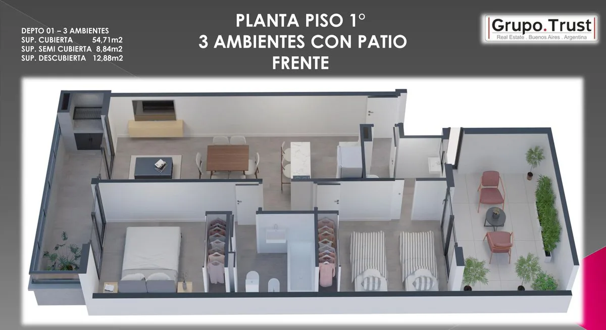 Arcadia Art Residence 3 ambtes c/balc y patio foto 3