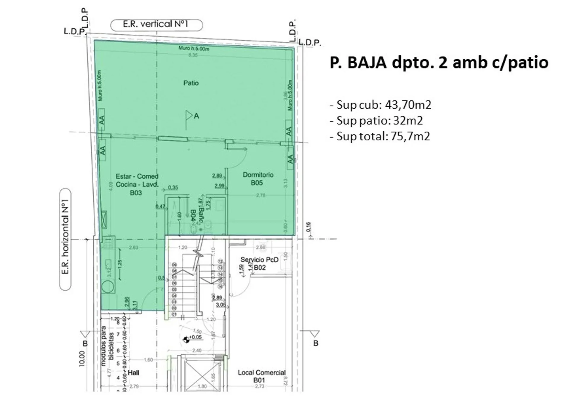 Dpto 2 amb en VENTA en PALERMO con patio en P BAJA foto 3