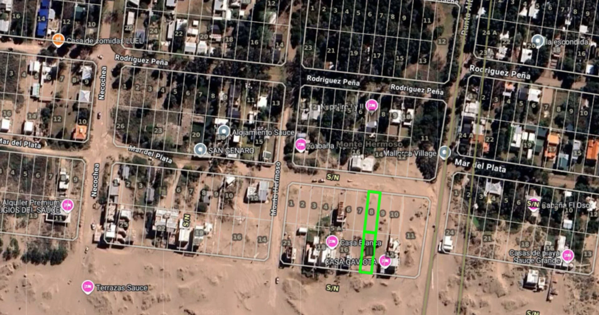 Dos lotes frente al mar en Sauce Grande 700m2