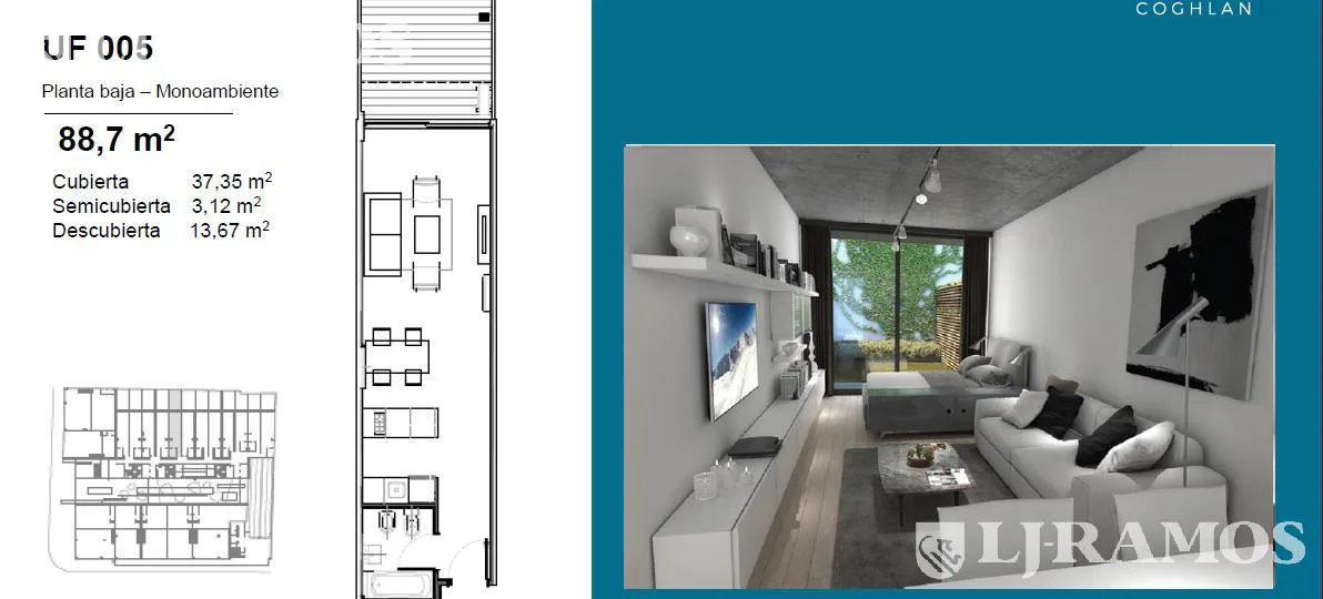 Venta Departamento Monoambiente en Coghlan con patio foto 3
