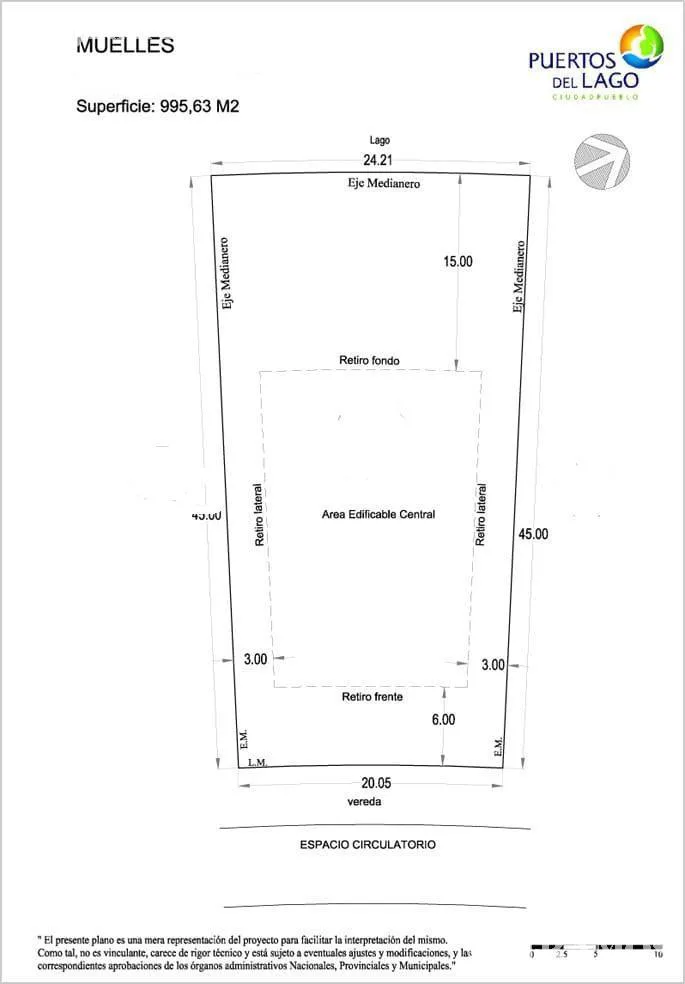 Lote de 990 m2 AL LAGO, en venta  en  Muelles, Puertos del Lago foto 2