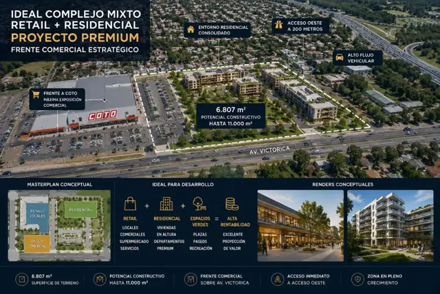 Venta Lote 6807 m frenta a COTO y acceso oeste