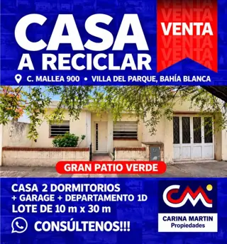VENTA DE CASA CON GRAN PATIO VERDE + DEPARTAMENTO1 DORMITORIO, C. MALLEA N°900, BAHÍA BLANCA foto 1