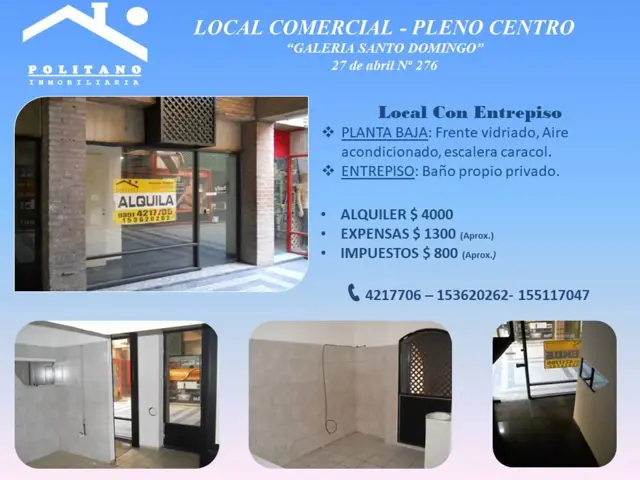 ALQUILO, impecable local zona CENTRO