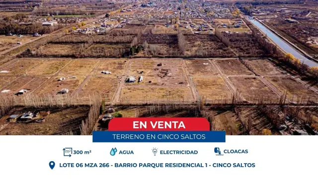 TERRENO EN VENTA LOTEO EMANUEL 1 - CINCO SALTOS