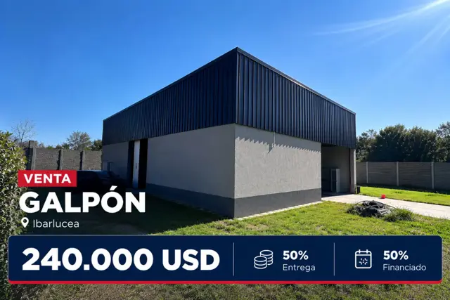 VENTA GALPON CON AMPLIO LOTE IBARLUCEA 50% ENTREGA
