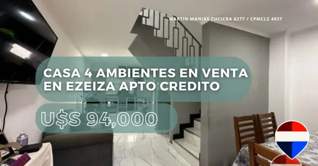 CASA 4 AMBIENTES EN VENTAEN EZEIZA APTO CREDITO