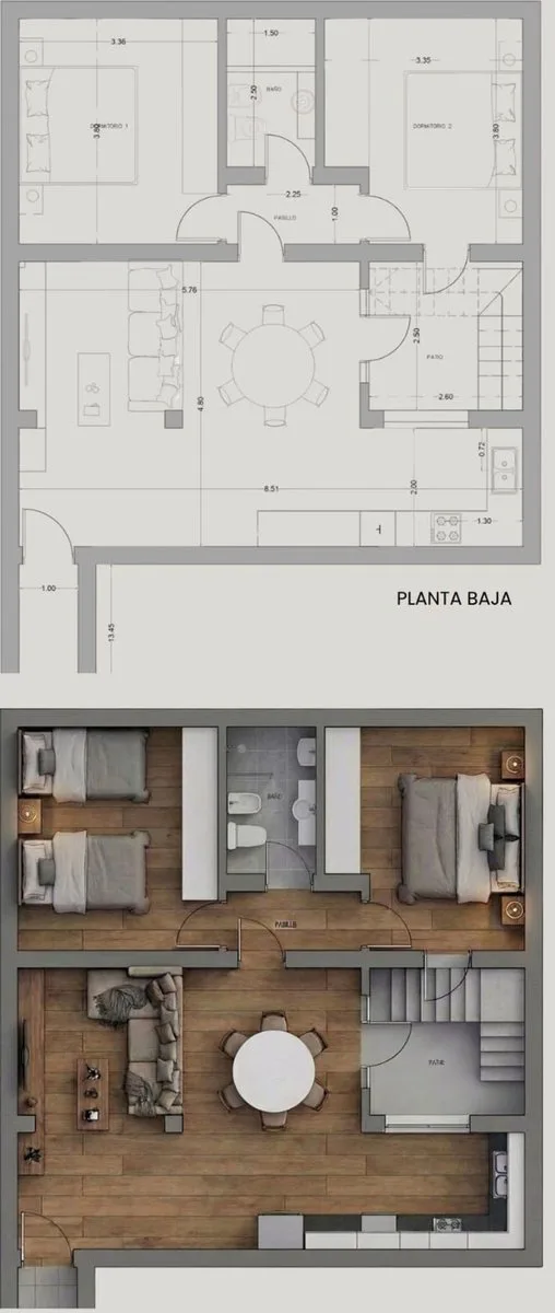 CASA DE PASILLO EN VENTA 2 DORMITORIOS foto 2