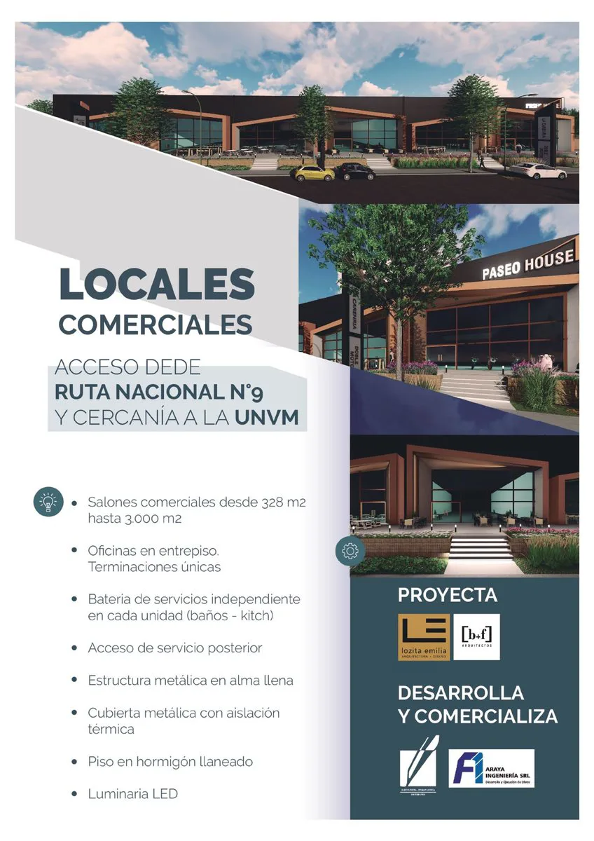 LOCALES COMERCIALES EN VENTA SOBRE RUTA N° 9 V.M