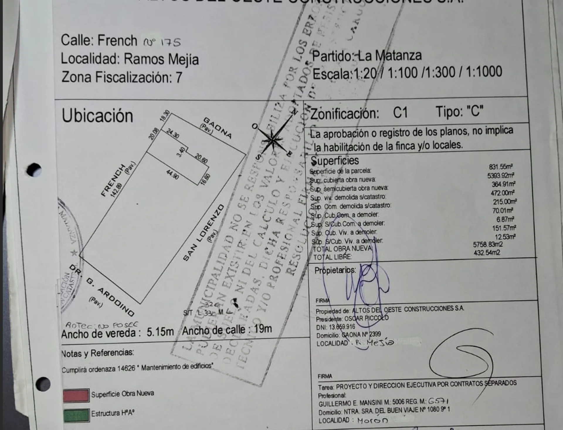 LOTE planos aprobados Venta Ramos Mejia CENTRO