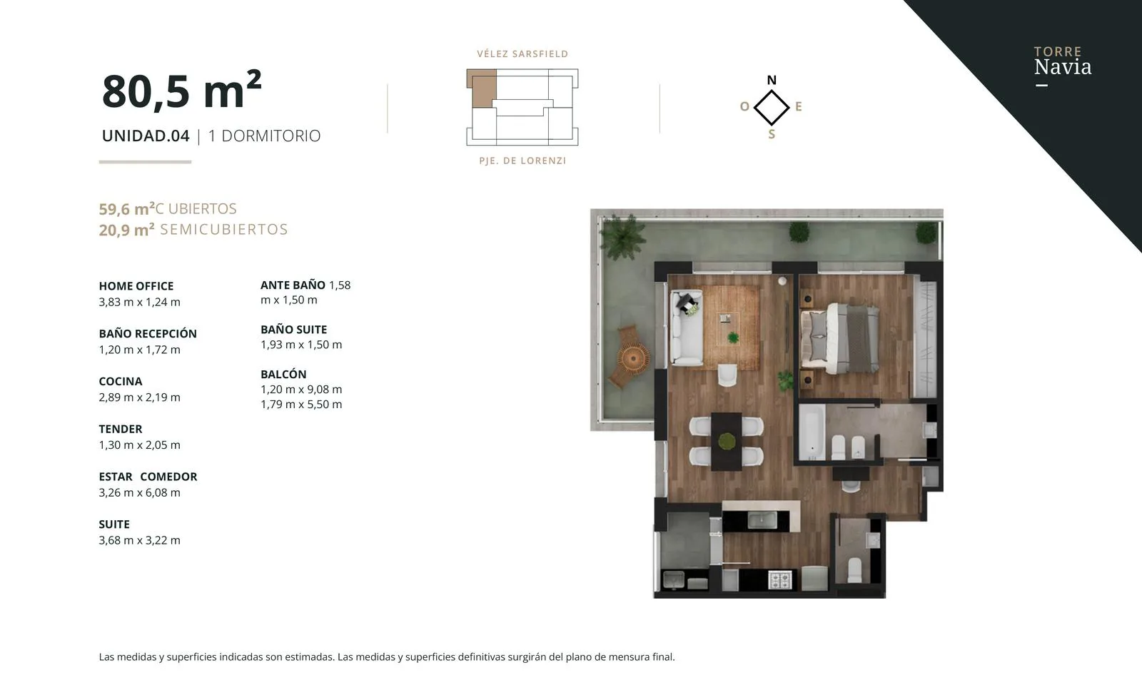 Thedy y Vélez Sarsfield - Departamento de 1 en Torre Navía en venta - Rosario Puerto Norte foto 2